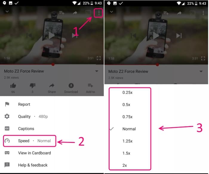 วิธีใช้แอป Youtube บนมือถือ เล่นวีดีโอ Speed เร็ว – เล่นวีดีโอช้า  Slowmotion - It24Hrs