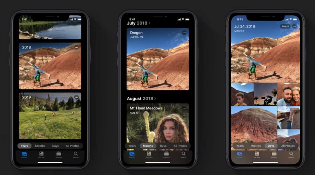 ภาพแอป Photo บน iOS 13 จากเว็บไซต์ Apple.com OS 13 iPadOS และ WatchOS 6